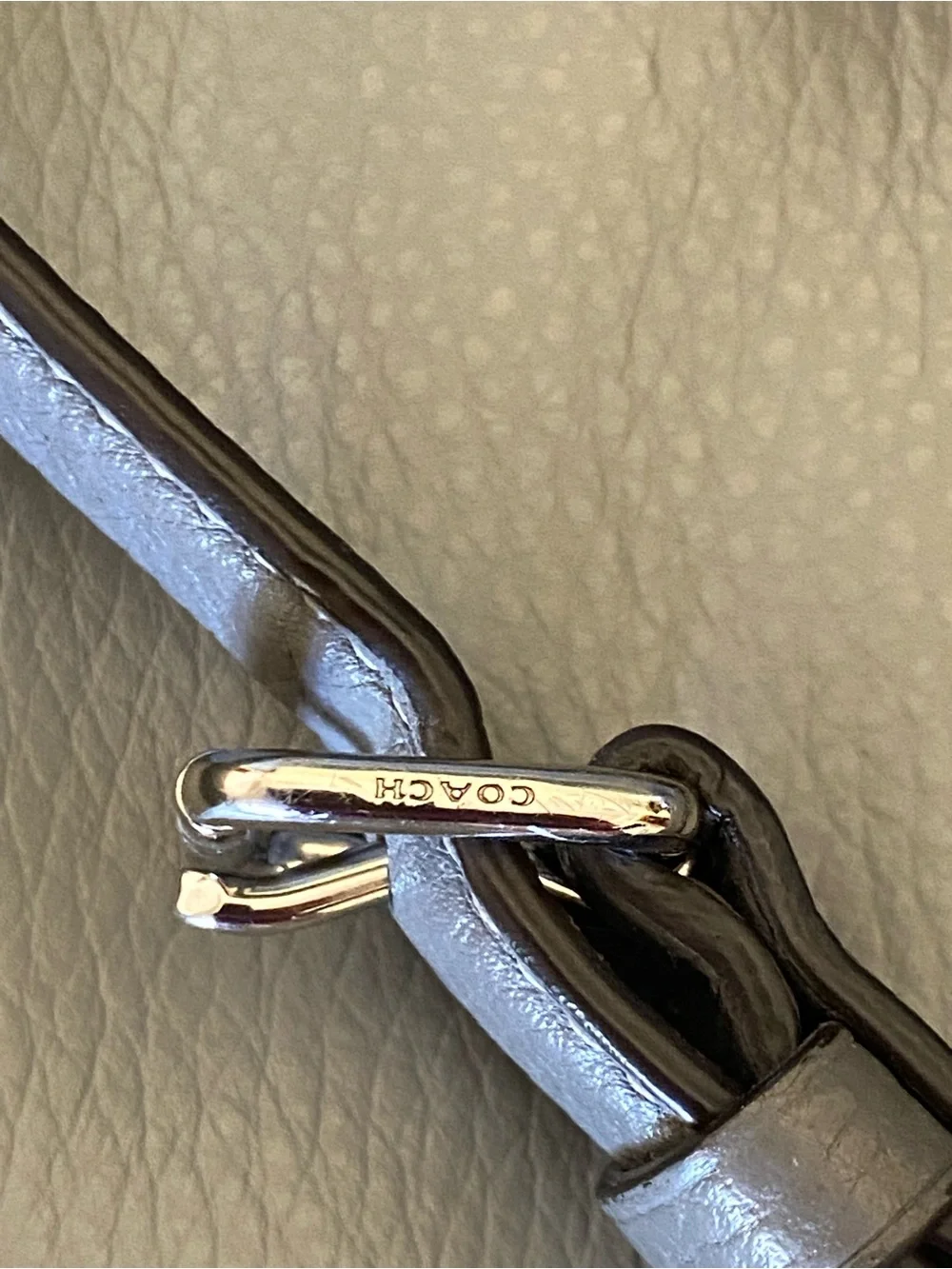 Coach Pebble Leather Crossbody Bag in Gray with Chain-Accent Strap